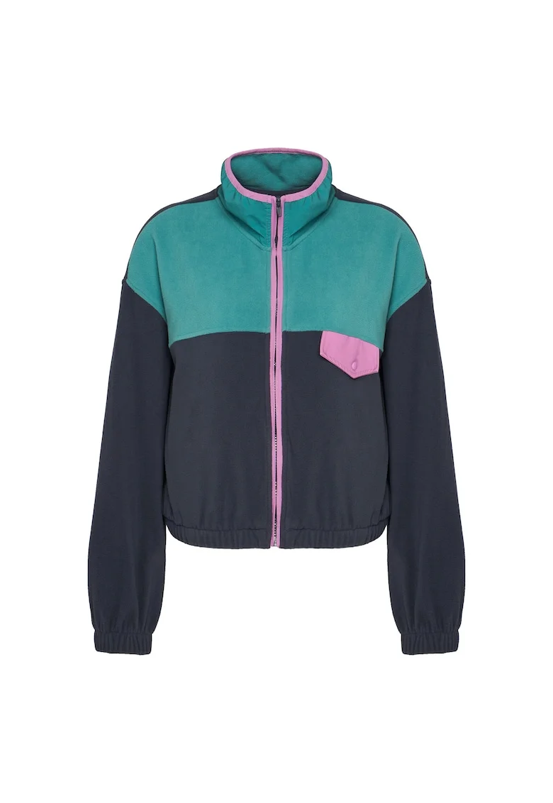 Hanorac sport dama,  gri-verde, poliester, fermoar,