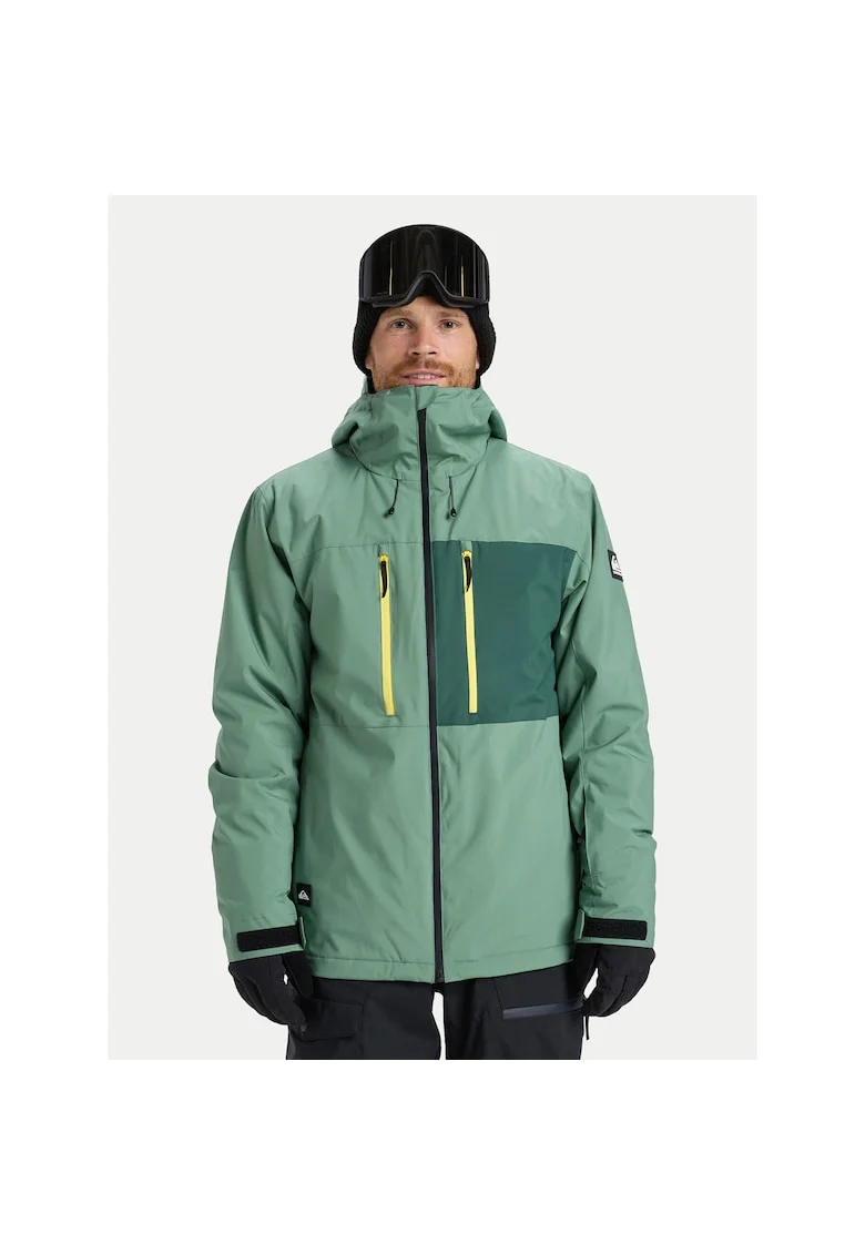 Geaca de snowboard barbati,  verde, poliester, fermoar,