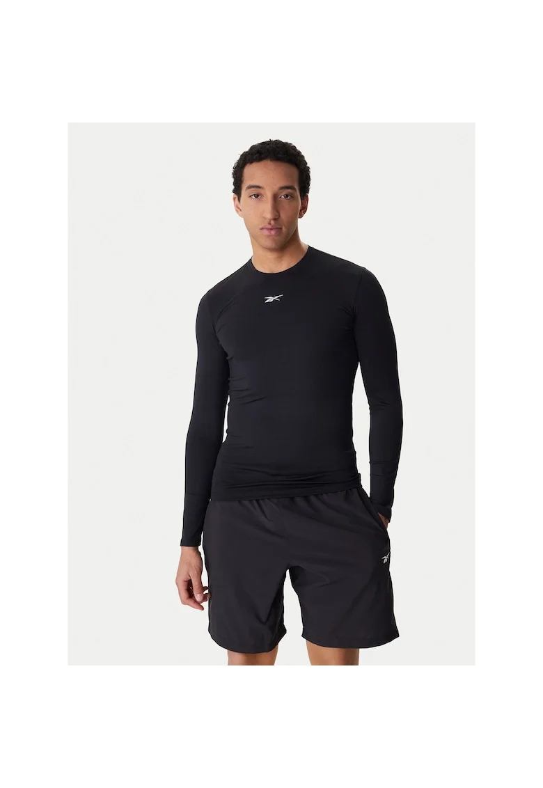 Tricou sportiv Barbati,  slim fit, negru, poliester,
