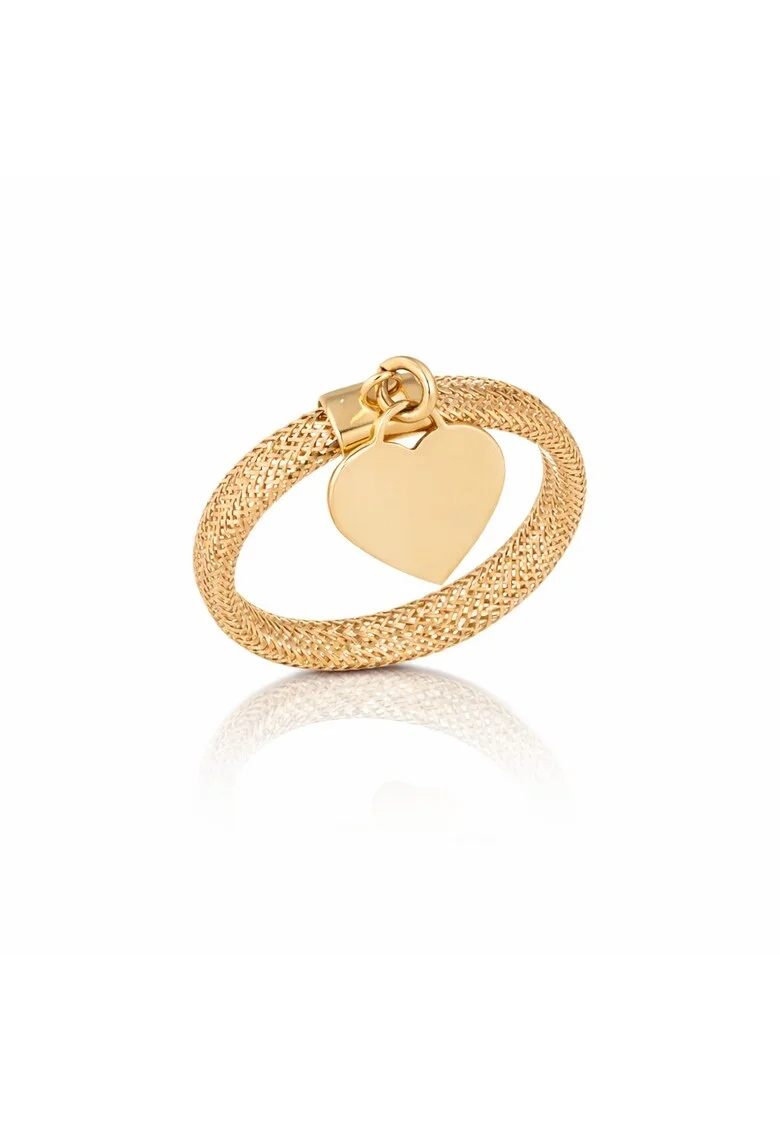 Inel Elastic din Aur Galben de 14K cu Inima
