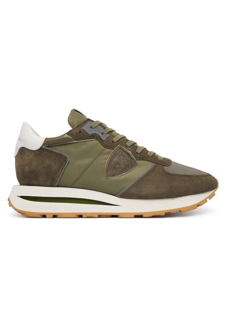 Pantofi sport barbati,  piele intoarsa, verde/alb
