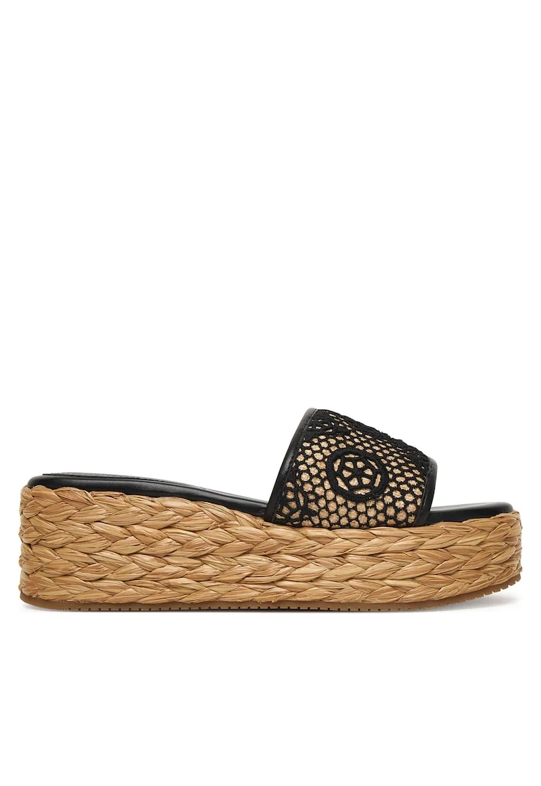 Espadrile dama,  material textil, negru,