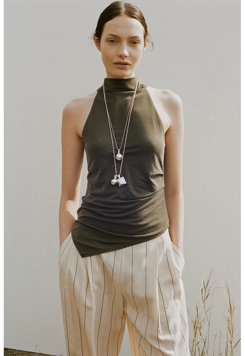 Top halter din amestec de modal, Kaki