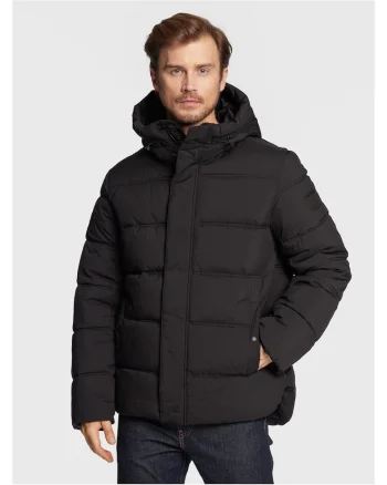 Geaca de iarna barbati,  neagra, poliester, fermoar, Negru