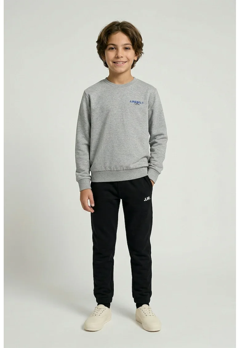 Pantaloni de trening din amestec de bumbac cu snur in talie, Negru