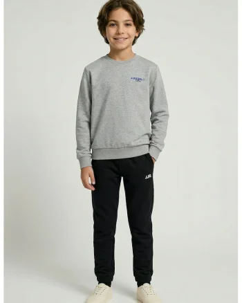 Pantaloni de trening din amestec de bumbac cu snur in talie, Negru