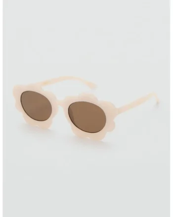 Ochelari de soare rotunzi cu design floral, Bej deschis