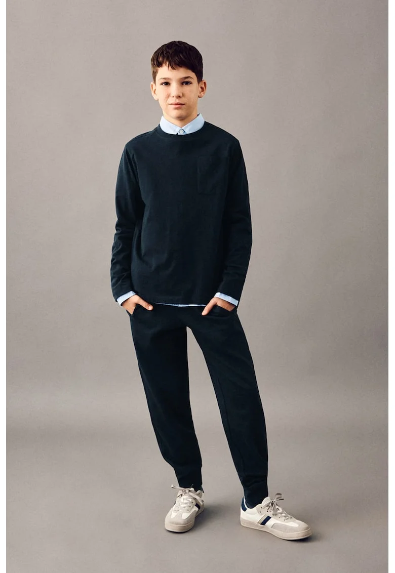 Pantaloni de trening din bumbac cu snur de ajustare, Bleumarin