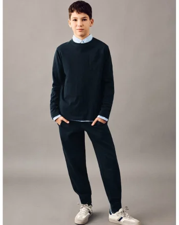Pantaloni de trening din bumbac cu snur de ajustare, Bleumarin