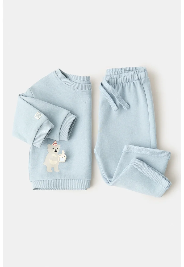 Pantaloni de trening din bumbac cu snur, Albastru pastel