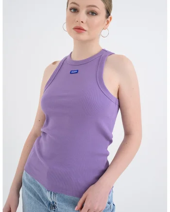 Top racerback slim fit Easy, Violet deschis