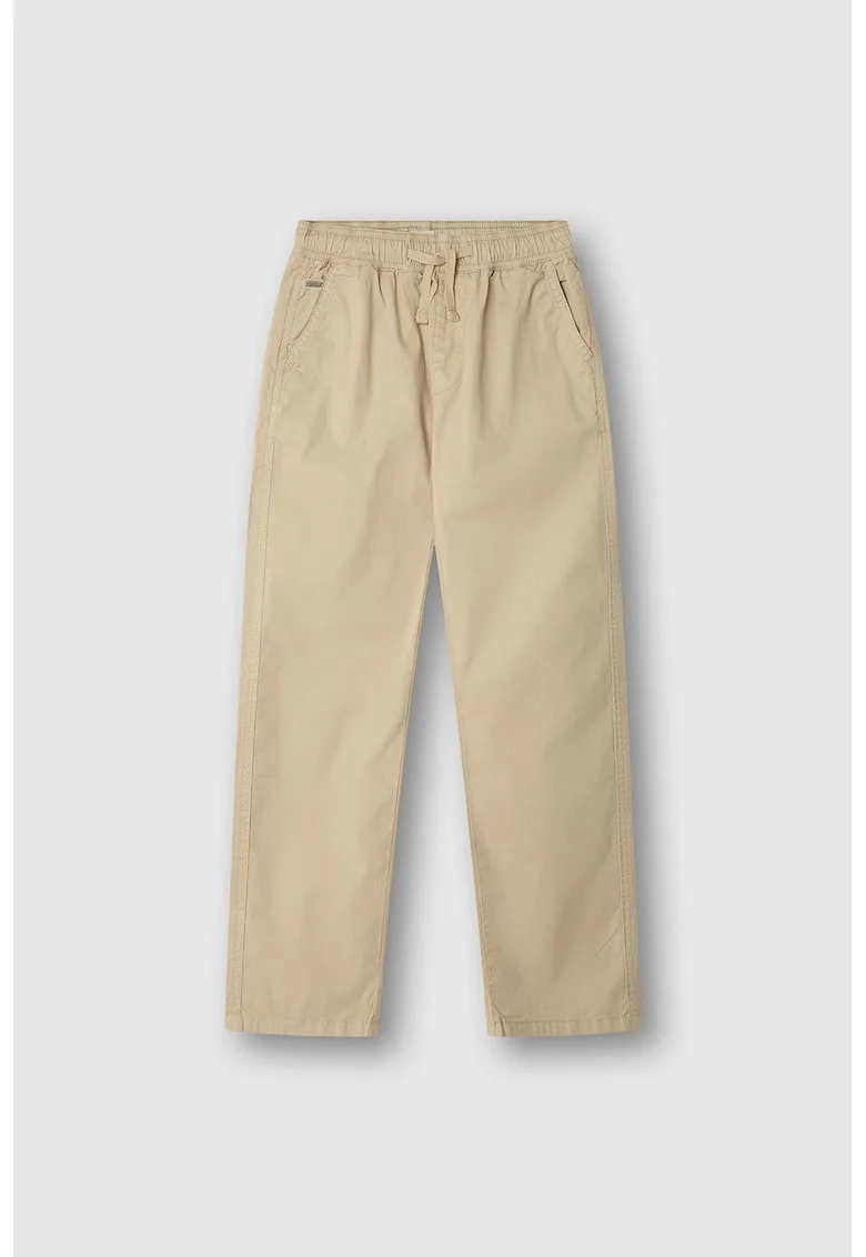 Pantaloni drepti cu talie ajustabila Stephen, Bej deschis