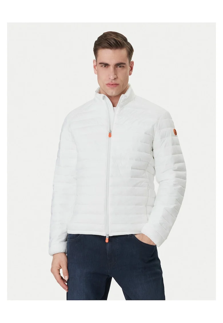 Geaca de tranzitie barbati,  alb, nylon, cu fermoar