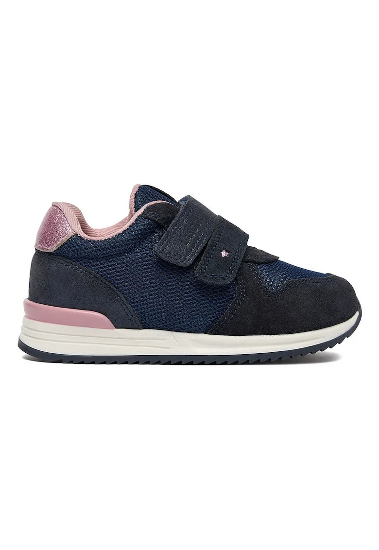Pantofi sport copii,  piele naturala, albastru/roz, velcro