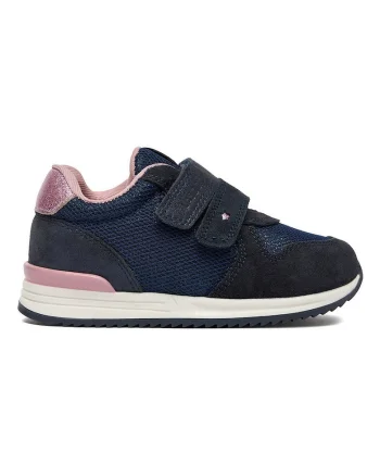 Pantofi sport copii,  piele naturala, albastru/roz, velcro