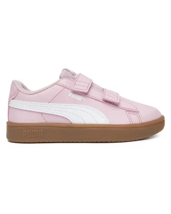 Pantofi sport copii,  velcro, alb/roz, material sintetic