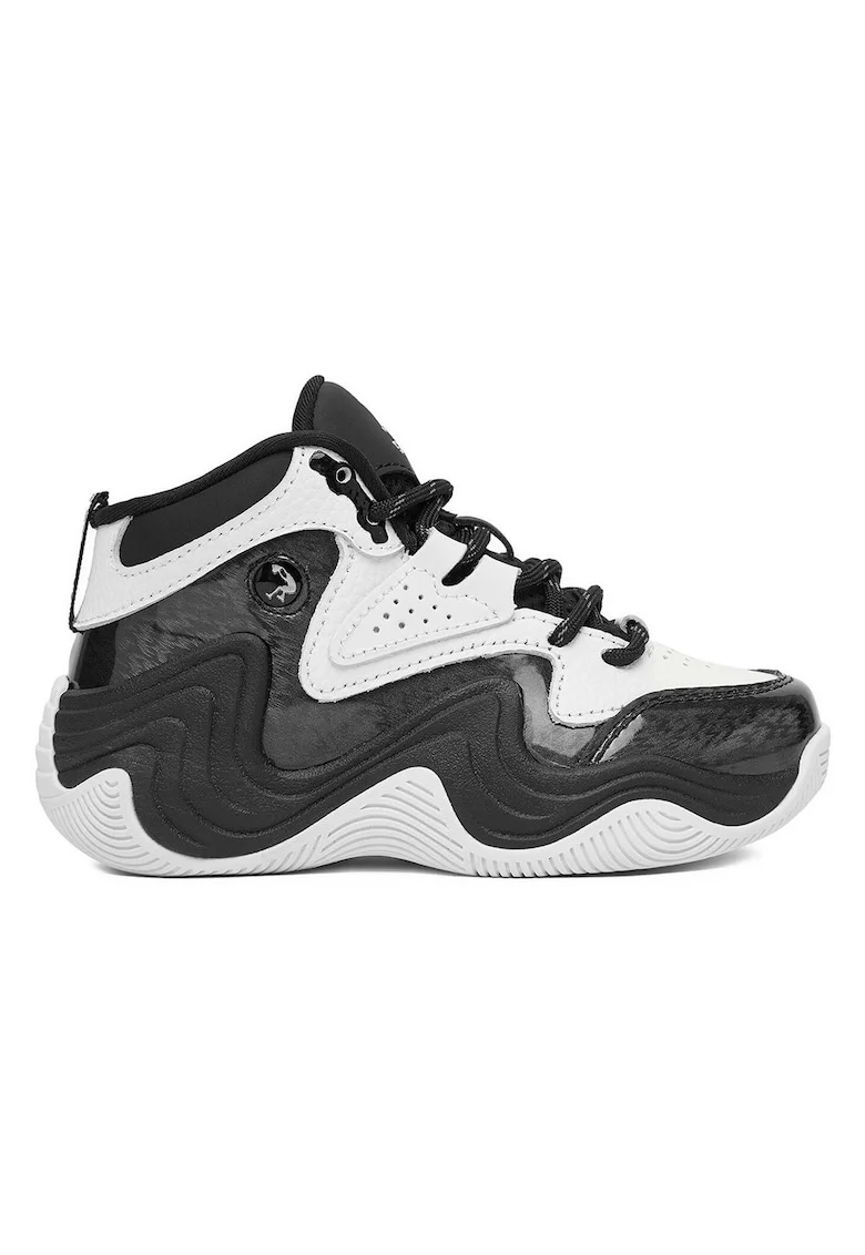 Pantofi sport copii,  piele naturala, talpa groasa, negru/alb