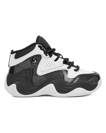 Pantofi sport copii,  piele naturala, talpa groasa, negru/alb
