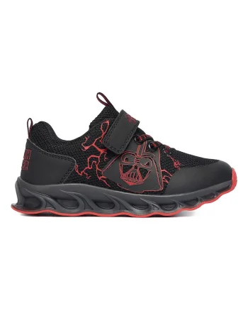 Pantofi sport copii,  material textil, negru/rosu, inchidere Velcro