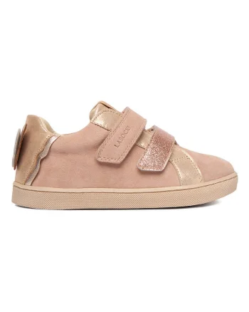 Pantofi sport fete  piele naturala, roz, sistem inchidere Velcro