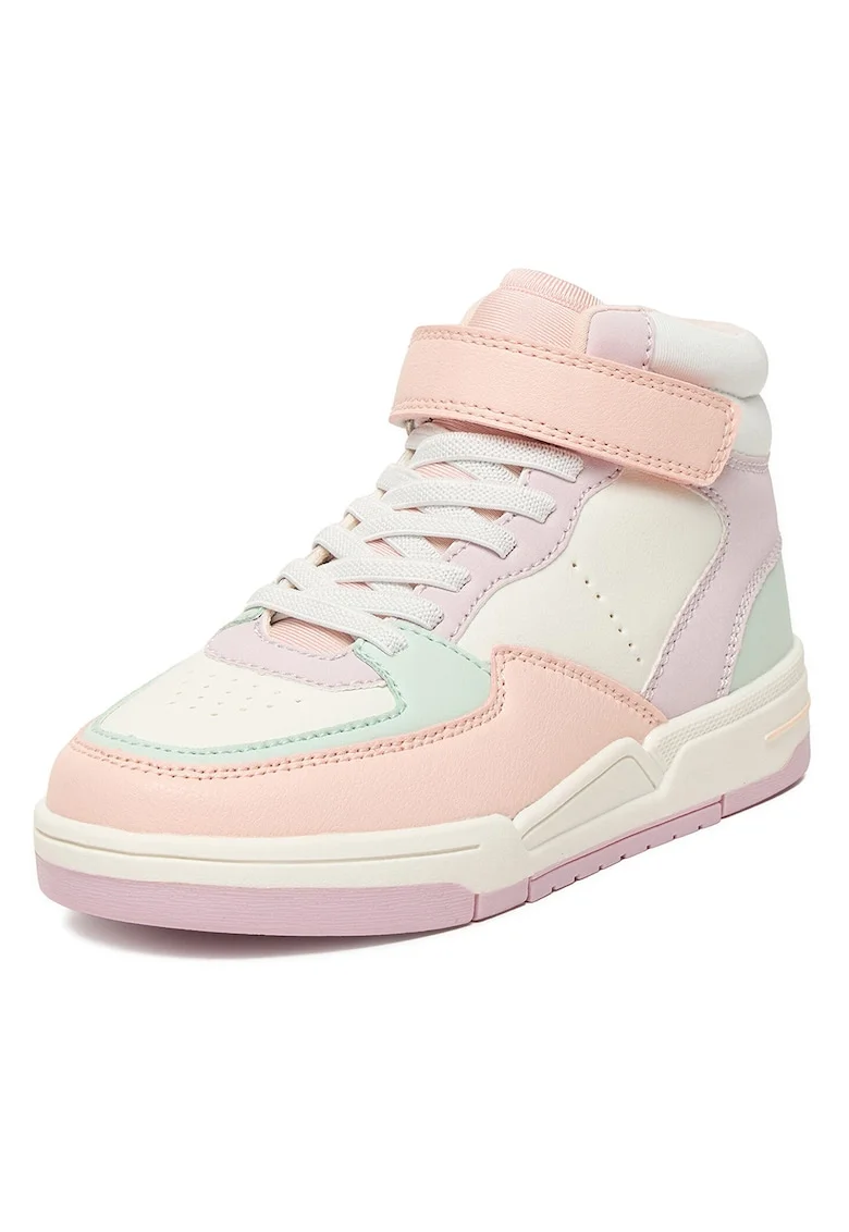 Pantofi sport copii,  alergare, velcro, alb, piele ecologica