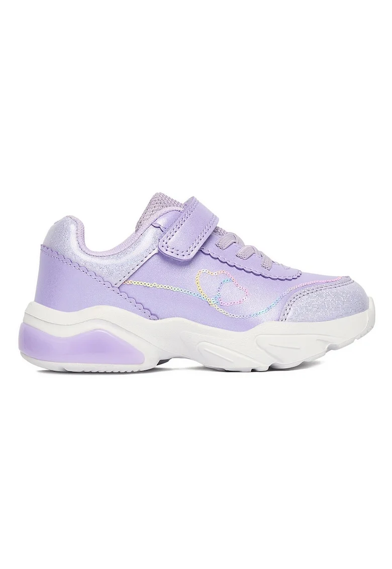 Pantofi sport copii,  sintetic, violet, velcro, cu diode luminoase