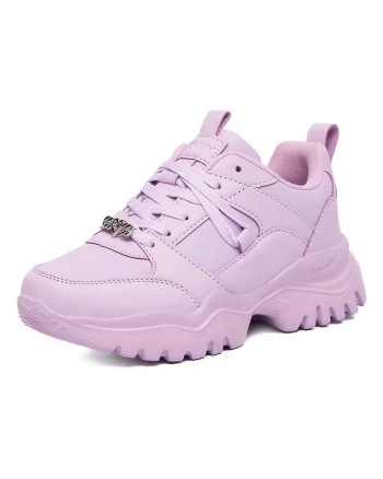 Pantofi sport copii,  violet, piele ecologica, cu talpa groasa, ornament detasabil