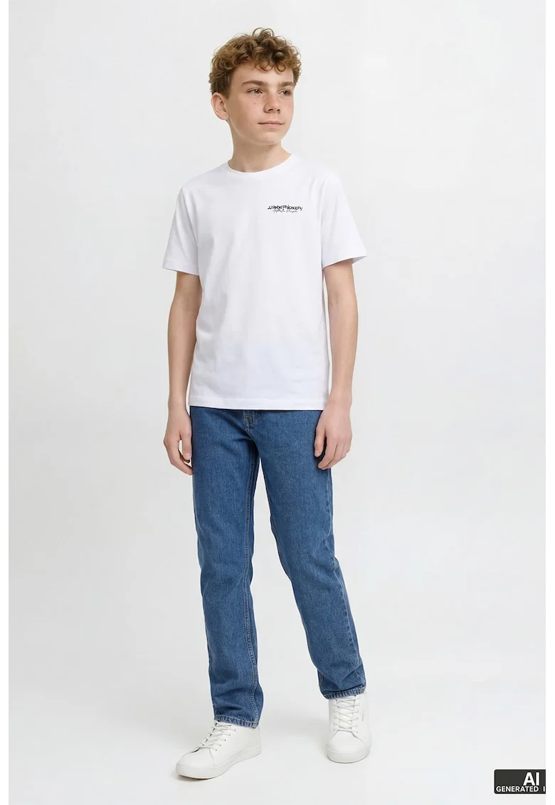 Blugi regular fit cu talie medie, Albastru