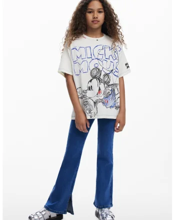 Blugi evazati cu talie elastica, Albastru pastel
