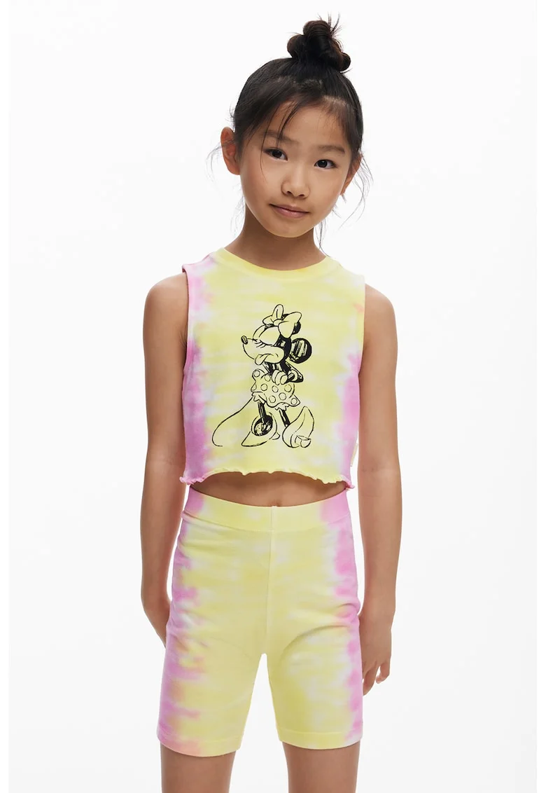 Colanti scurti cu model tie-dye, Galben/Roz