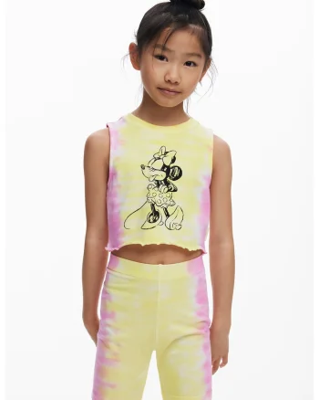 Colanti scurti cu model tie-dye, Galben/Roz