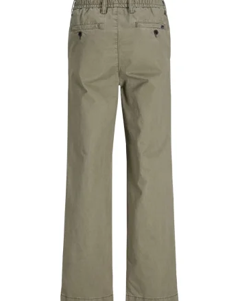 Pantaloni uni cu banda elastica in talie, Verde feriga