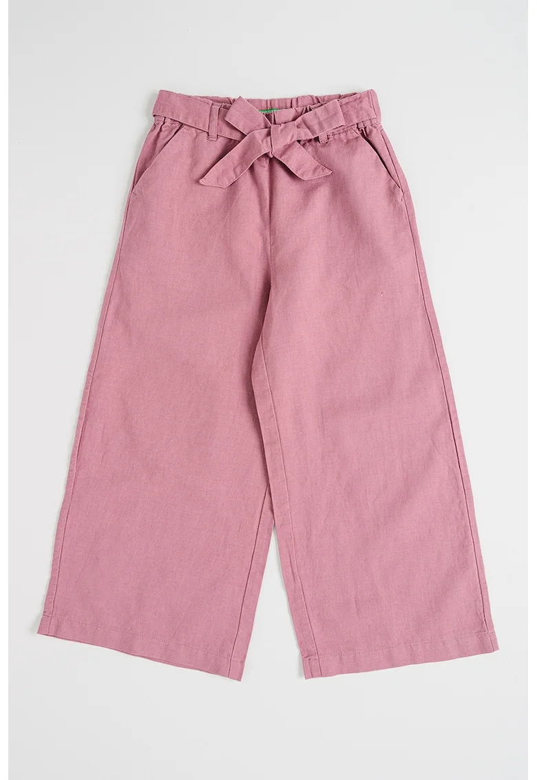 Pantaloni din amestec de in cu croiala ampla, Rosu capsuna