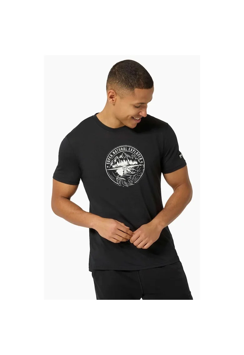 Tricou pentru barbati cu merino SN-SUPERNATURAL, M EXPLORING TEE, negru, Negru