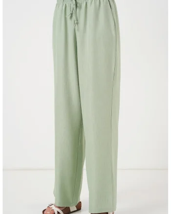 Pantaloni dama,  cu picior larg, verde menta, viscoza