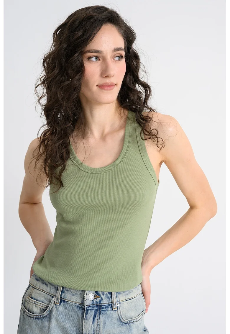 Top cu decolteu adanc, Verde stins
