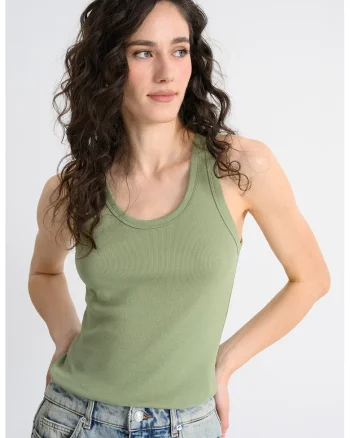 Top cu decolteu adanc, Verde stins