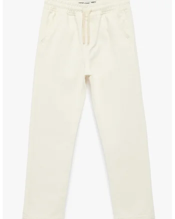 Pantaloni relaxed fit cu snururi, Alb