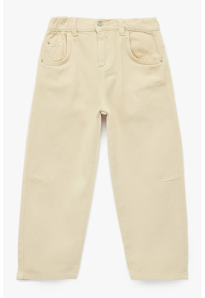 Pantaloni balloon fit din bumbac, Bej deschis