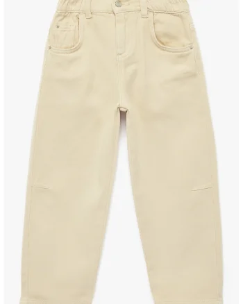 Pantaloni balloon fit din bumbac, Bej deschis