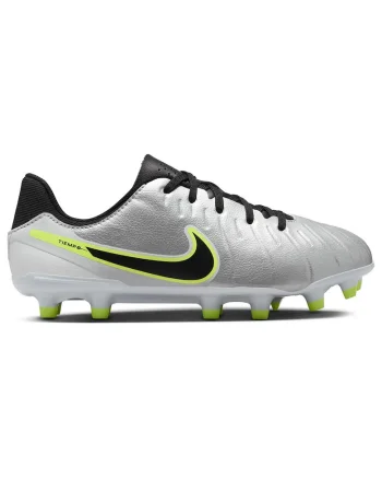 Ghete fotbal copii  Jr. Tiempo Legend 10 Academy, pentru terenuri naturale si sintetice, argintiu, sintetic