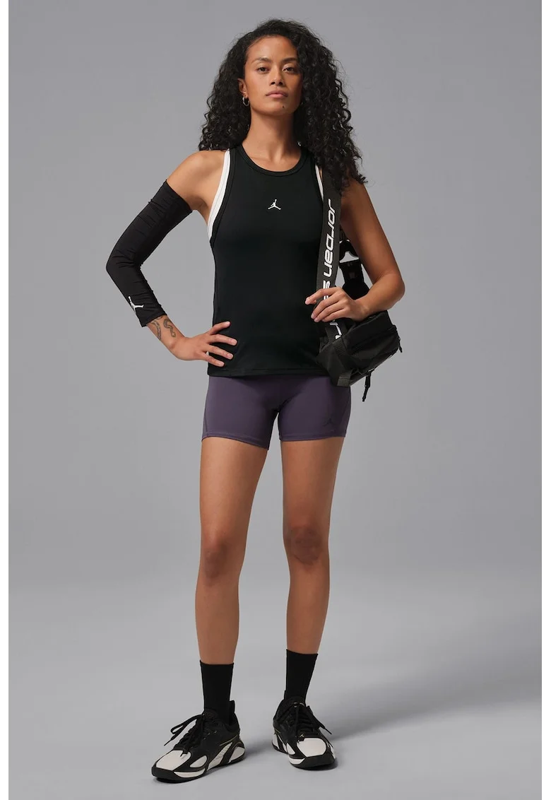 Top cu decolteu racerback pentru fitness, Alb/Negru