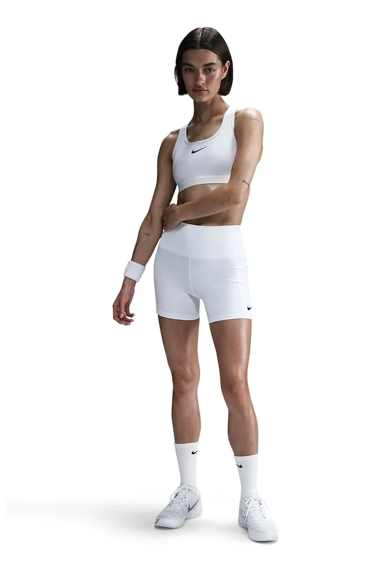 Pantaloni scurti cu logo, pentru fitness, Alb