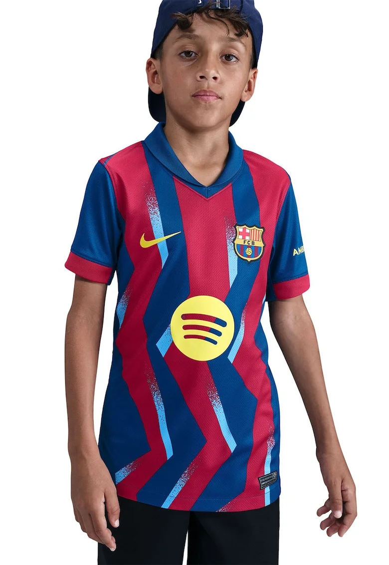 Tricou cu tehnologie Dri-Fit pentru fotbal, FC Barcelona, Rosu/Bleumarin