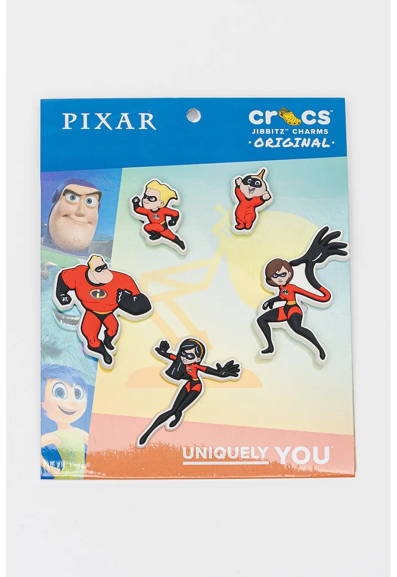 Set de talismane Jibbitz cu Pixar The Incredibles - 5 piese, Rosu/Negru