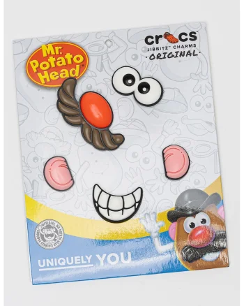 Talisman cu Mr.Potato Jibbitz™, Alb optic/Maro pamantiu
