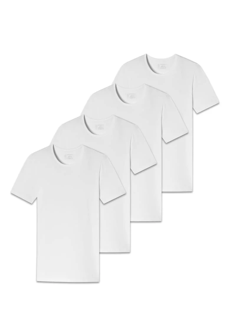 Set de tricouri cu decolteu la baza gatului - 4 piese, Alb