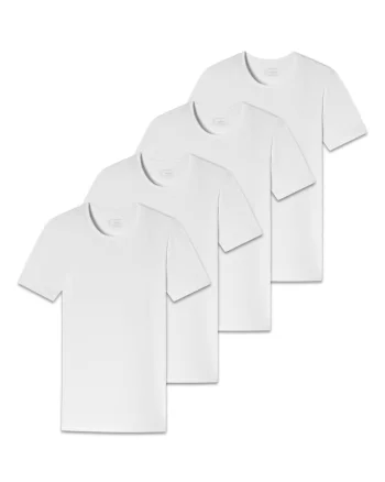 Set de tricouri cu decolteu la baza gatului - 4 piese, Alb