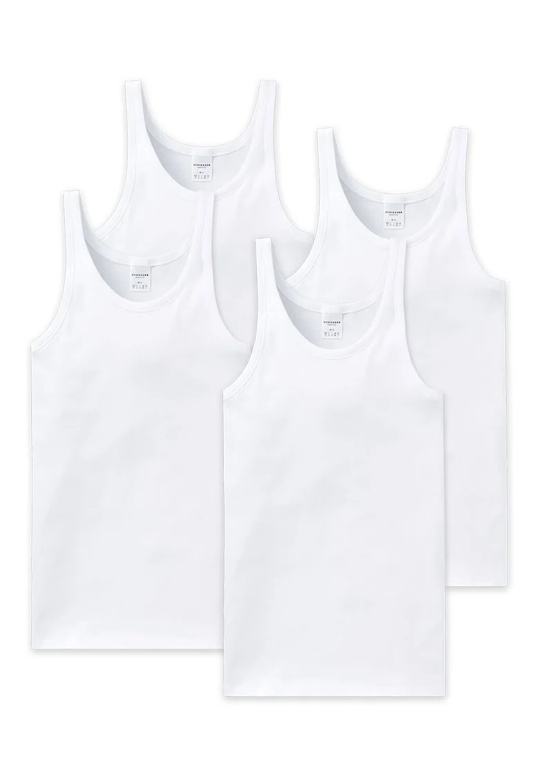Set de top-uri de bumbac Essentials - 4 piese, Alb optic