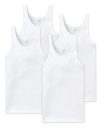 Set de top-uri de bumbac Essentials - 4 piese, Alb optic